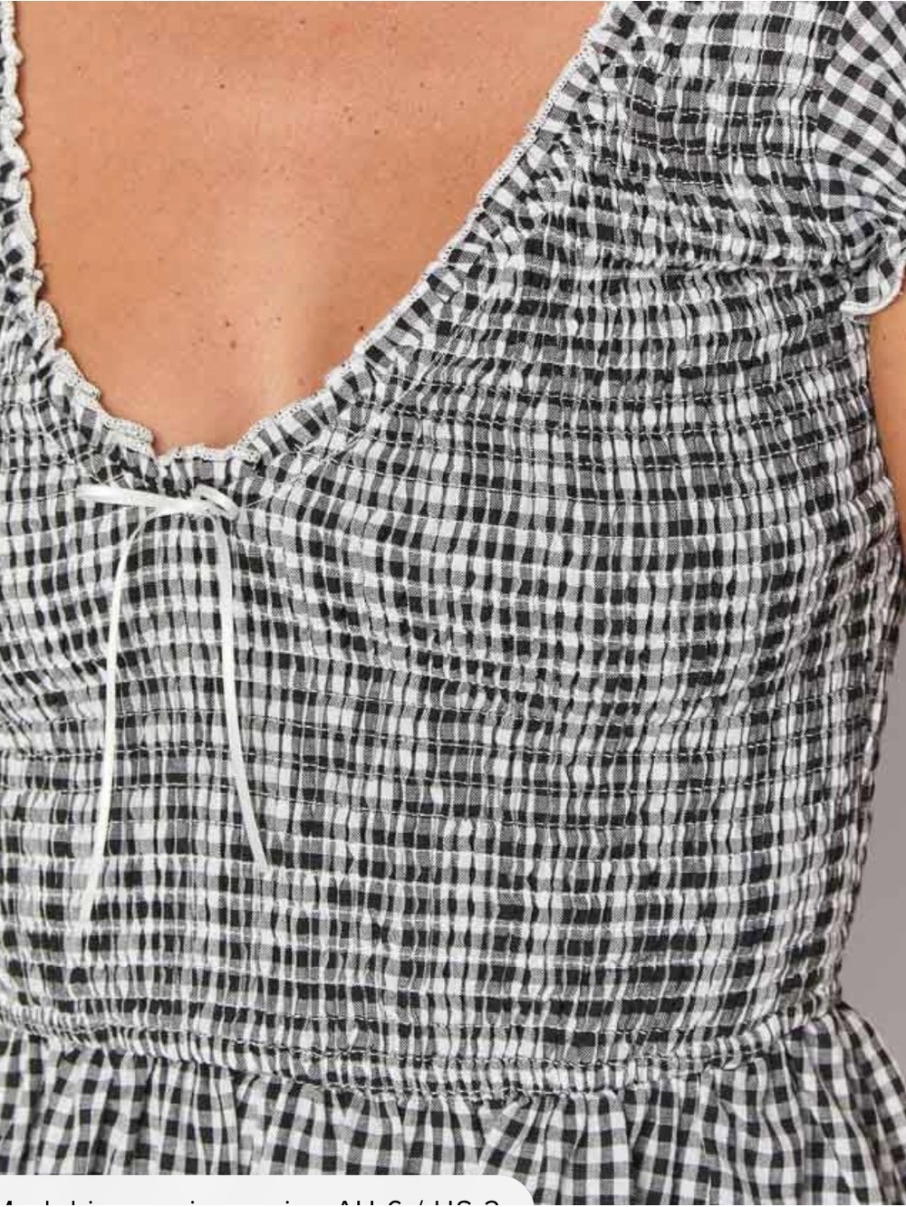 Beginning Boutique Black & White Gingham Smocked Romper - Picture 3 of 6